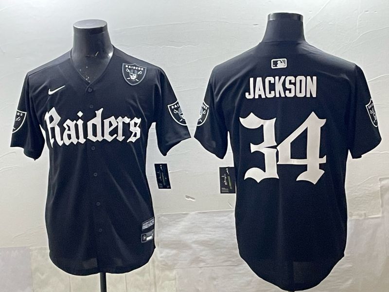 Men 2025 Oakland Raiders #34 Jackson black 6th generation Joint Name Nike Limited NFL Jersey style 09